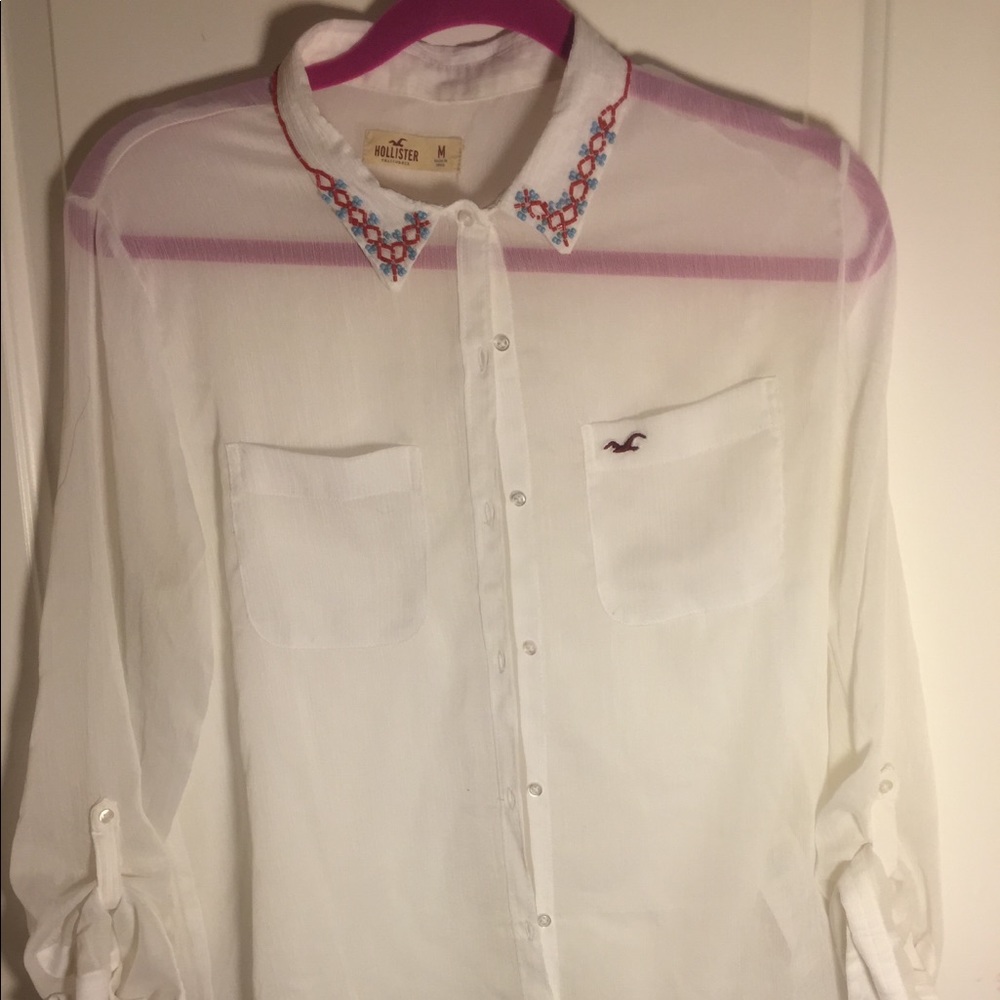 White button down top